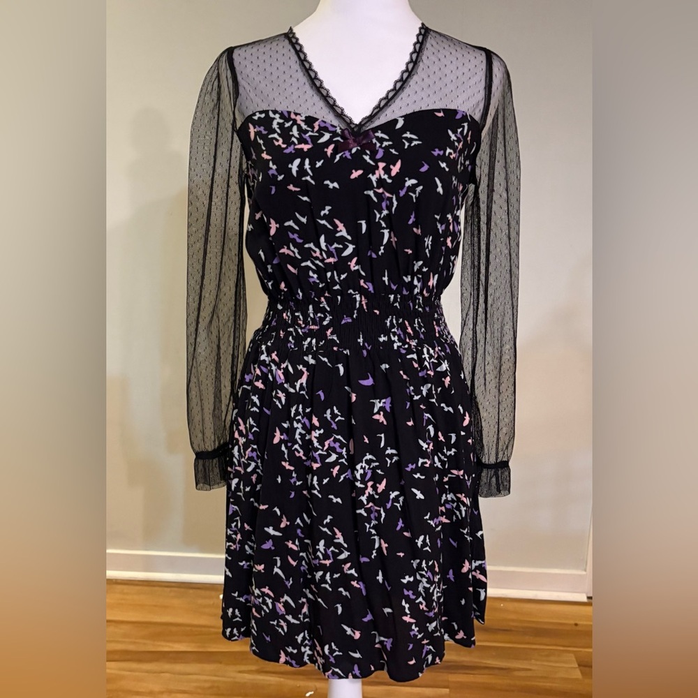 Miss Patina London, Romantic Lace Top Black Minidress, Size S/M
